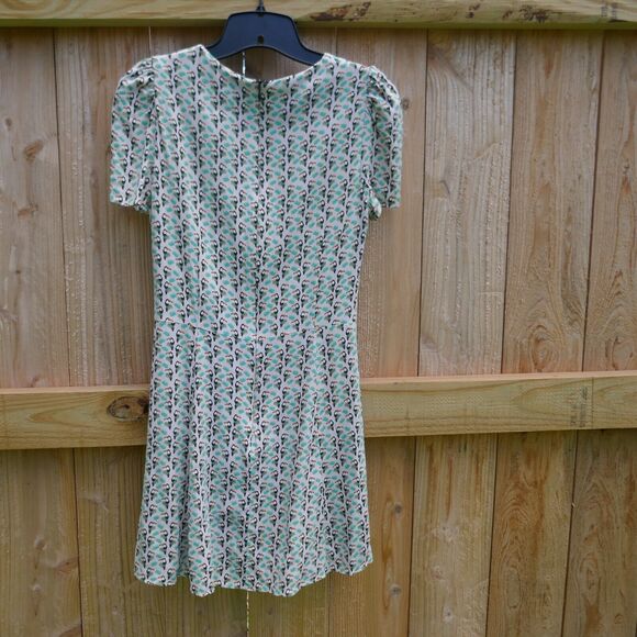 Zara Trafaluc Short Sleeve Mini Dress Toucan Bird Small Fit Flare Viscose Poly - Picture 6 of 7